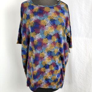 LulaRoe Women's Shirt Top 1/2 Sleeve Navy Gold Wine Starburst NEW Size XXS IRMA